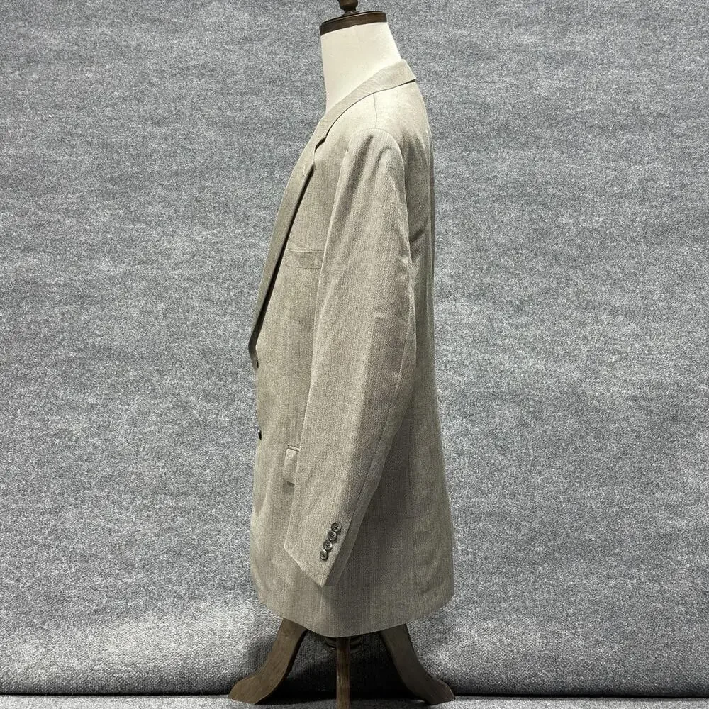 Jos A Bank Signature Blazer Mens 48L Gray Silk Camelhair Herringbone